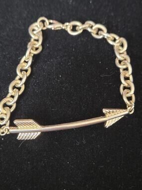 Gold Tone Arrow Bracelet Chunky Chain Link Lobster Clasp Boho Jewelry #EAB8